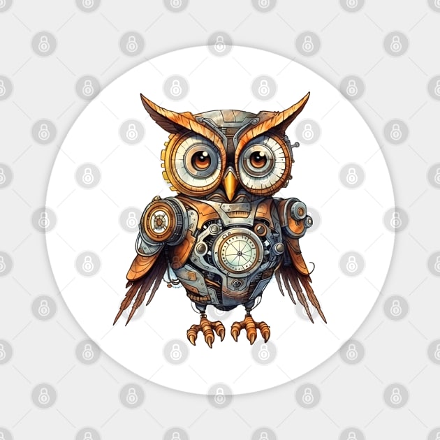 Steampunk Owl Magnet by Chromatic Fusion Studio